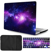 Case Compatible With New Version Macbook Pro 16 Inch 2023 2021 Model M2 A2780 A2485 M1 Pro/Max With Retina Display, Plastic Hardshell Cover Case & Keyboard Skin & Laptop Sleeve, Purple Galaxy