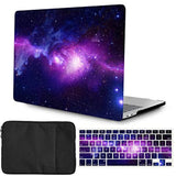 Case Compatible With New Version Macbook Pro 16 Inch 2023 2021 Model M2 A2780 A2485 M1 Pro/Max With Retina Display, Plastic Hardshell Cover Case & Keyboard Skin & Laptop Sleeve, Purple Galaxy