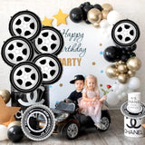 20Pcs Race Car Balloons Race Car Birthday Party Supplies Wheel Tire Checkered Balloon Garland Arch Racing Cars Birthday Decorations For Boys Truck Wheels Party Favors