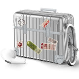 Compatible With Airpods Pro 2Nd/1St Generation Case Cover, Cute Funny Suitcase Design Case For Airpods Pro 2Nd/1St Gen, Fashion Protective Hard Case For Women Men With Keychain (Silver)