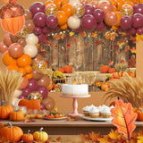 126PCS Fall Balloon Arch Kit with Burgundy Orange Rose Balloons for Thanksgiving