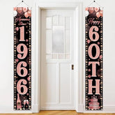 60Th Birthday Banner Decorations For Women - Black Rose Gold Awesome Since 1966 Happy 60Th Birthday Door Banner, Funny Porch Sign 60 Years Bday Anniversary Party Supplies With Ribbon