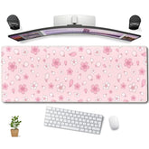 Cherry Blossom Mouse Pad Kawaii Pink Xl Large Extended Gaming Desk Mat Cute Pastel Anime Desk Pad Aesthetics Laptop Keyboard Mouse Mat Women Office Decor Mousepad With Stitched Edges 31.5''X11.8''