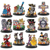 12 Pcs Day Of The Dead Table Decorations Wooden Mexican Dia De Los Muertos Altar Centerpiece Halloween Sugar Skull Table Topper Decor Skeleton For Mexican Fiesta Tiered Tray Decor Party Favor