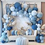 Dusty Blue Balloon Arch Kit - Double Stuffed Dark Light Baby Blue Pastel Latex Balloon Garland For Baby Shower Birthday Wedding Graduation Party Decoration