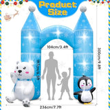 10Ft Christmas Penguin Polar Bear Inflatable Arch Outdoor Decoration Snowflake Castle Blow Up Yard Decorations With 7 Li