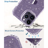 Compatible With Phone 14 Pro Max Case With Screen Protector + Camera Lens Protector, Clear Glitter Women Girls Phone Case, Shockproof Protective Cover For 14 Promax 6.7 Inch - Sparkle Clear
