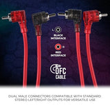 R3.L 100% Oxygen Free Copper OFC Ultra Flex 2-Channel RCA with 90 Degree Ends - Dual Twist Wire Noise Reducing Audio Cable for Amplifiers,