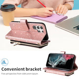 Wallet Case for Samsung Galaxy S25 Ultra 5G with Wrist Strap Crossbody Shoulder Strap Card Holder Zipper Purse Stand Cell Accessories Phone Cover for