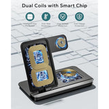 3 In 1 Charging Station For Apple, Foldable Wireless Charger Stand For Iphone 17 16 15 14, Fast Travel Phone Charging Dock For Multiple Devices For Apple Watch Ultra 11 10 9 8, Airpods 4 3 Pro