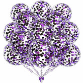 50PCS Purple Black Confetti Balloon Set 12" Latex Balloons for Halloween Party Decorations