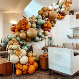 Burnt Orange Fall Balloon Arch Kit with Green Brown Gold Balloons for Thanksgiving