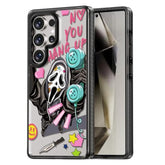 Black Galaxy S25 Ultra case with shockproof 6.6ft drop protection and skeleton design.