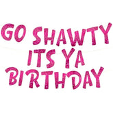 Go Sha It'S Ya Birthday Funny Pink Glitter Banner Party Supplies, Ideas, And Gifts 21St, 30Th, 40Th, 50Th, 60Th, 70Th, 80Th Adult Decorations