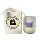 Shopcutie-Purple Tulip Glass Jar Soy Wax Candle-Handmade Decorative Candle With Lavender Fragrance, Long Lasting Burn, Gift-Ready For Wedding & Home Decor(1 Unit)