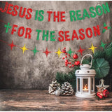 Jesus Is The Reason For The Season Banner Christmas Nativity Decoration Merry Christmas Celebrate Jesus' Birthday Party Decor Supplies