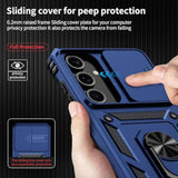 Samsung Galaxy S25 Case with Camera Lens Cover, HD Screen Protector, 10 FT Military Grade Drop Protection, Magnetic Ring Holder Kickstand Protective Phone Case, Navy Blue