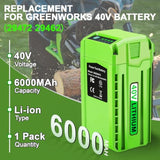 6000Mah High-Capacity Replacement 40V Battery For Greenworks 40V Battery 20302 20672 24252 20202 22262 20322 25312 40 Volt Lithium Ion Battery Fit For Greenworks 40V Tools(Not For Gen 1)