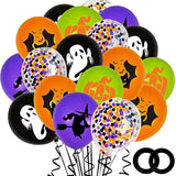62PCS Halloween Balloon Set Black Orange Purple Green Confetti Balloons for Kids Party Decor