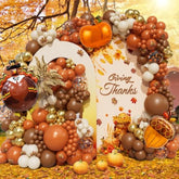 218Pcs Fall Balloon Arch Garland Kit Brown Orange for Thanksgiving Baby Shower Party