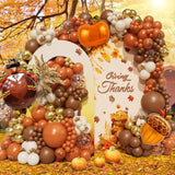 218Pcs Fall Balloon Arch Garland Kit Brown Orange for Thanksgiving Baby Shower Party