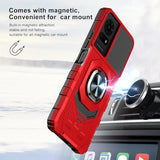 For Tcl K24/Tcl K23/Tcl 50 Le/Cricket K24 5G Case Work With Magnetic Car Mount, For Tcl K24/Tcl K23/Tcl 50 Le With Screen Protector, Heavy Duty Rugged Protective Cell Phone Cover,With Kickstand.(Red)