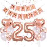 Birthday Decorations Happy Birthday Banner 40Inch Rose Gold Number 25