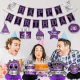 Purple Birthday Decorations for Women, Banner, Swirls & Honeycomb Centerpieces