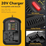 20V 6000Mah Replace Battery For Dewalt With Dcb112 Charger, 2 Packs 20V Max 6.0Ah Lithium Battery With 20V Charger Comaptible With Dewalt Dcf Dcd Dcg Series 20V Cordless Power Tools And Charger