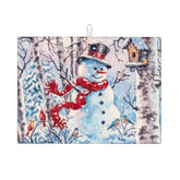 Merry Christmas Snowman Dish Drying Mat 18"X24" For Kitchen Counter, Absorbent Microfiber Dishes Draining Pad Rack Mats Fast Dry Kitchen Accessories
