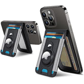 3-In-1 Magsafe Wallet With Airtag Holder, Upgrade Magsafe Wallet Stand, Open Id Window, Magnetic Wallet For 15/14/13/12 Series, Magsafe Airtag Wallet, Rfid Blocking, Black