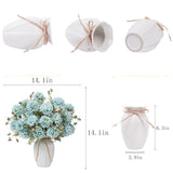 Artificial Flowers In Vase Silk Flower Bouquets Arrangement With Vase Chrysanthemum Ball For Home Wedding Table Centerpieces (Blue)