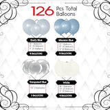 130-Piece Dusty Blue Balloon Arch Kit Light Blue White Macaron Decor