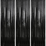 3 Pack 3.3 X 9.9 Ft Black Foil Fringe Backdrop Streamer Curtains, Birthday Party Decorations, Tinsel Curtain For Parties, Photo Booth Backdrops, Party Decor