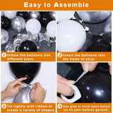 Black Happy Birthday Party Set with Banner Fringe Curtains and Foil Balloons