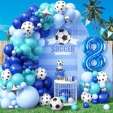 94Pcs Soccer 8th Birthday Balloon Kit Blue Teal Decor for Boys Party