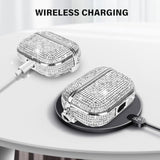 For Airpods 4 Diamond Case Rhinestone Bling Glitter Crystal Shiny Sparkle Cute Cover For Girls Women Wireless Charging Luxury Skin For Apple Airpods 4 Silver