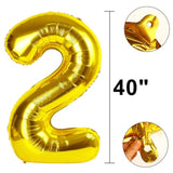 40 Inch Gold Balloon Number 2 Giant Two Balloon Number Birthday Decorations, 2Nd 12 20 21St Party Celebration Decorations Digital Balloon Wedding Anniversary Party Supplies