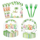 96 Pieces Dinosaur Birthday Party Decorations Supplies Dinosaur Baby Shower Party Tableware Set Watercolor Dino Baby Shower Birthday Party Dessert Plates Napkins Forks For 24 Guests