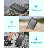 Solar Charger Power Bank, 45800Mah Portable Phone Charger With Usb C In/Output, 5V3.1A Qc 3.0 Fast Charging For Cellphone, External Battery Pack Compatible With Iphone Samsung Google Etc