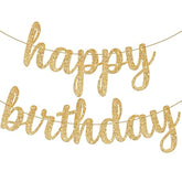 , Glitter Cursive Gold Happy Birthday Banner - Pre-Strung, 10 Feet | Birthday Decorations For Women, Men, Boys And Girls | Hbd Banner Backdrop For Birthday Party Decorations | Gold Happy Birthday Sign