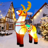 6 Ft Christmas Inflatables Reindeer Outdoor Decorations Blow Up Yard Cute Deer With Built-In Leds For Xmas Garden Lawn I