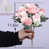 8 Pack Artificial Peony Flowers, Silk Peonies Flowers Fake Peonies Artificial Flowers Peonies Hydrangea Bouquet For Centerpiece Table Wedding Party Home Decor (8, Pink + White)