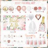Bachelorette Party Decorations, Rose Gold Bride Shower Decorations Bride To Be Banner Backdrop Veil Sash Confetti Foil Balloons Tassel Paper Pom Poms Photo Props For Engagement Wedding Party Favors