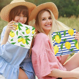 Lemon Cocktail Napkins,Capri Lemon Party Decor 40Pcs Tiles Lemon Decorations Party Napkins,Blue Yellow Lemon Paper Napkins For Summer Lemon Birthday Party Decorations