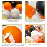 141pcs Latex Balloons with 3 Foil Balloons Orange Black White Birthday Graduation Party Decor