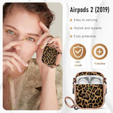 For Cute Airpods Case (2019) With Safety Lock,Compatible Leopard Print Airpod 2Nd Generation Case For Women Girly With Keychain-Gold