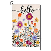 Hello Spring Floral Garden Flag 12X18 Vertical Double Sided Colorful Flowers Summer Farmhouse Holiday Outside Decorations Burlap Yard Flag Bw257