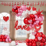 156Pcs Valentines Day Balloon Arch Garland Kit With Pink White Red Con