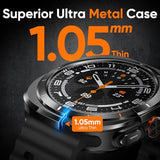 Metal Case for Samsung Galaxy Watch Ultra 47mm Case, Stainless Steel Protective Rugged Bumper Thin Frame with Ceramic-Like Back Cover for Galaxy